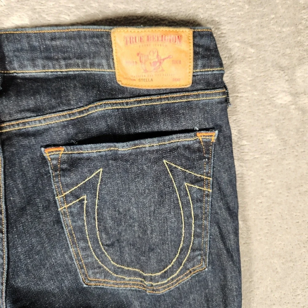 True Religion Brand Jeans Mens 29 Dark Blue Excellent Slim Straight Made in USA